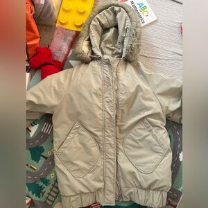 Beige Hooded Winter Down Coat